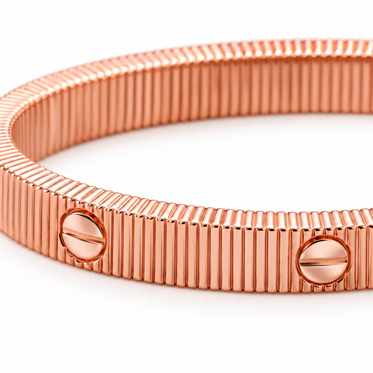 Ribbed Bangle – Rose Gold Tone — close-up detail