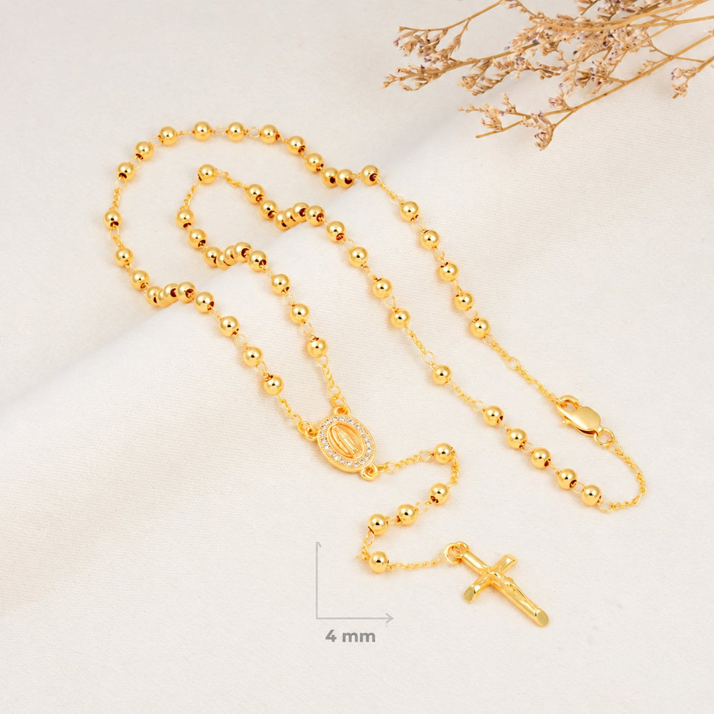 Grace Classic Gold-Plated Rosary — complete product view; QR removed