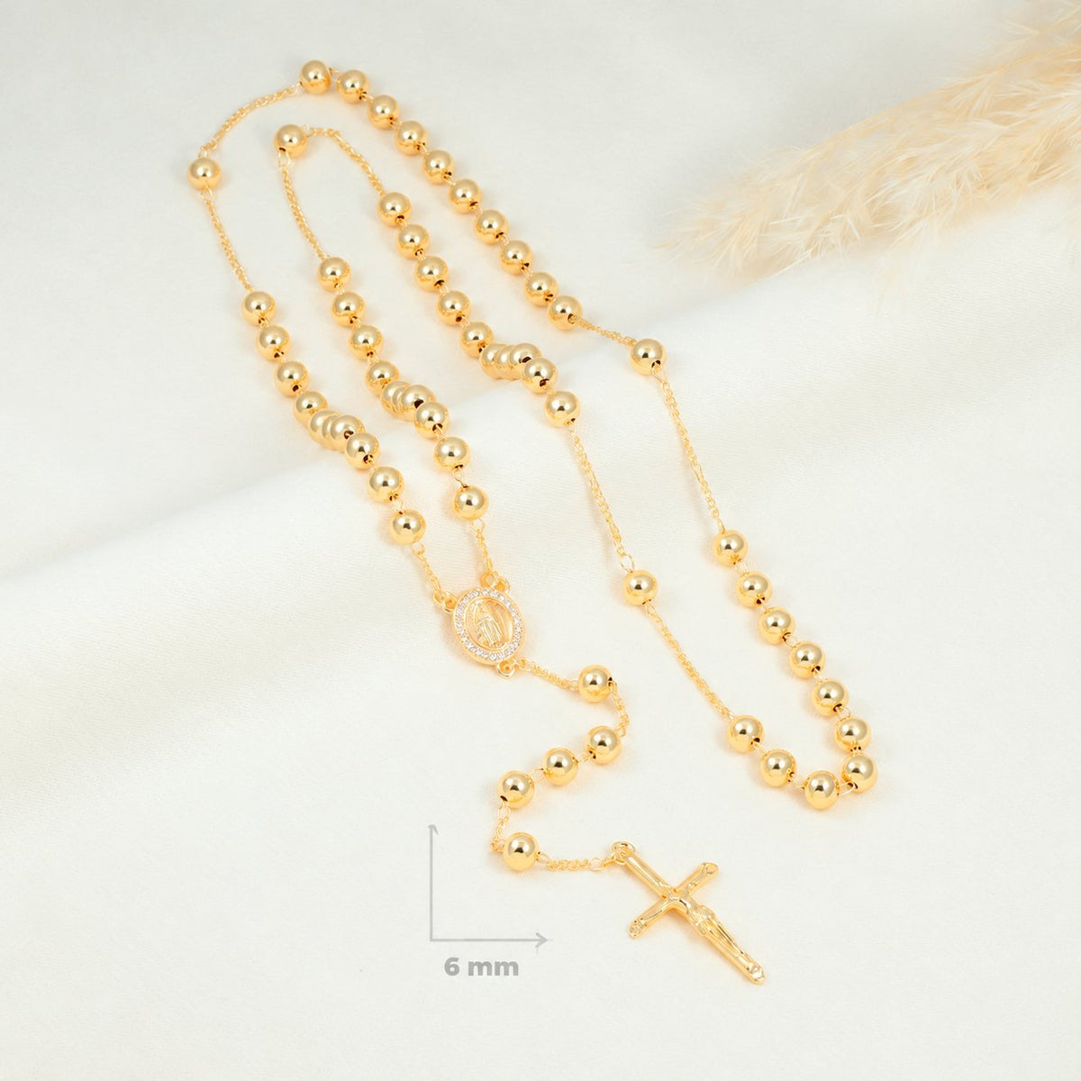 Grace Bold Gold-Plated Rosary — complete product view; QR removed