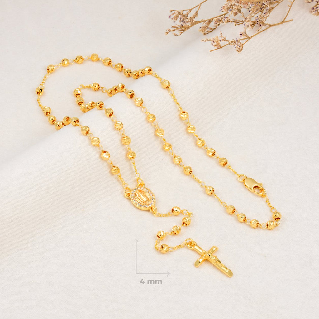Lucia Classic Gold-Plated Rosary — complete product view; QR removed