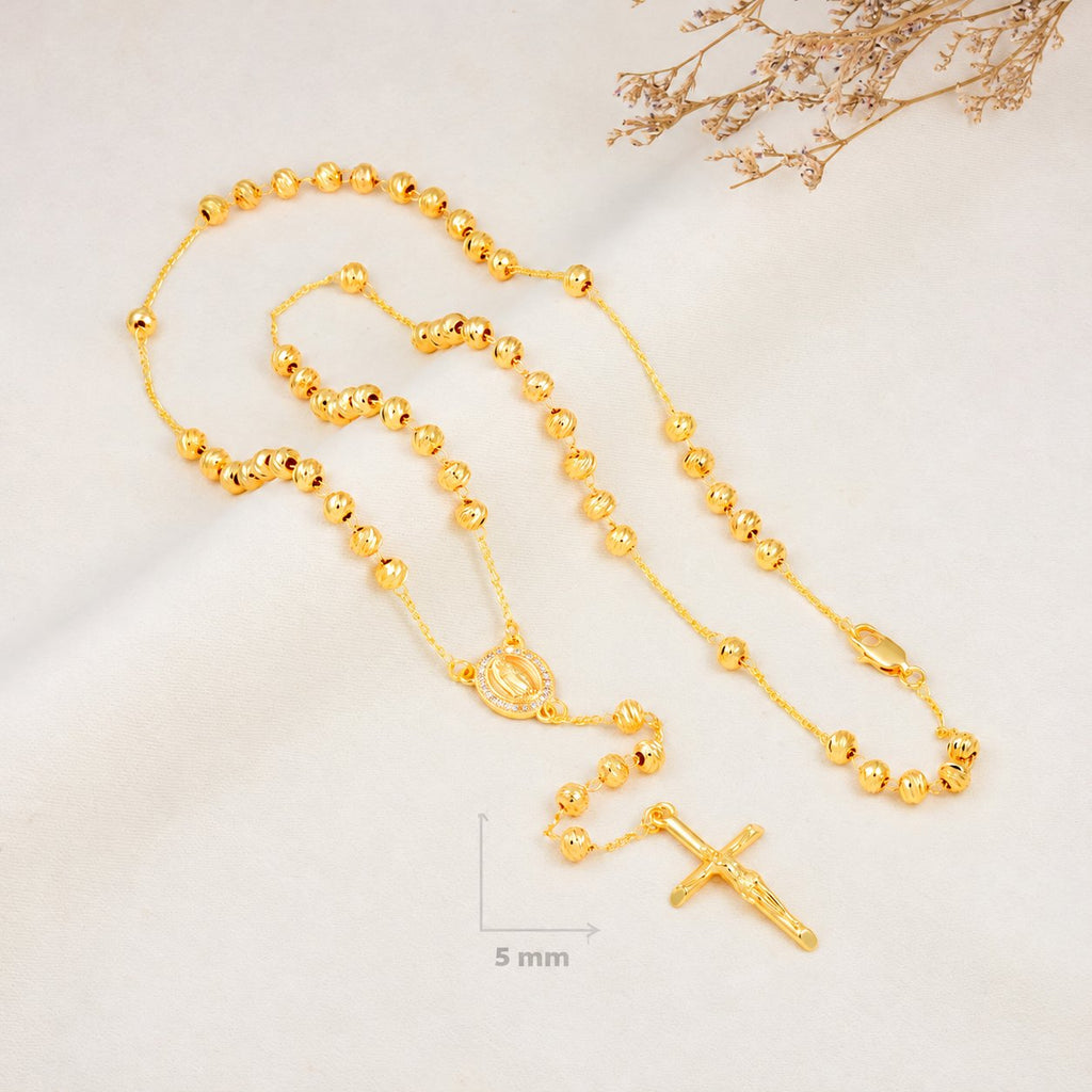 Lucia Grande Gold-Plated Rosary — complete product view; QR removed