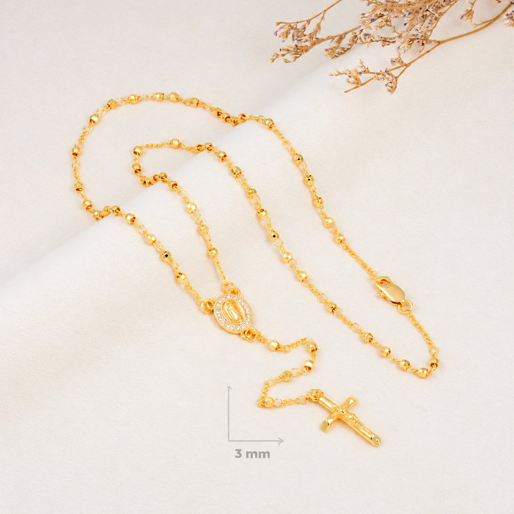Clara Petite Gold-Plated Rosary — complete product view; QR removed
