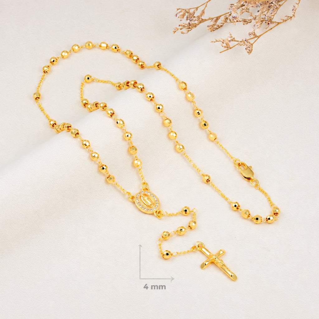 Clara Classic Gold-Plated Rosary — complete product view; QR removed