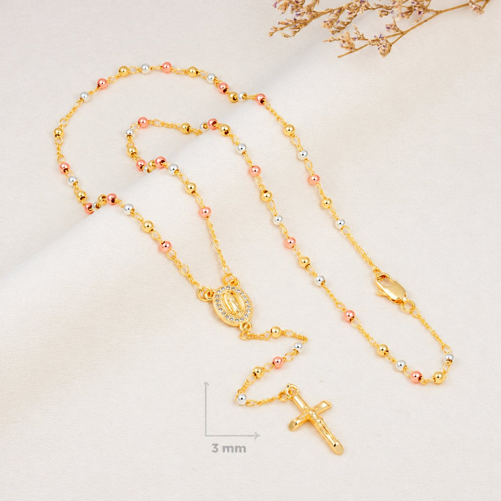Faith Petite Tri-Tone Rosary — complete product view; QR removed