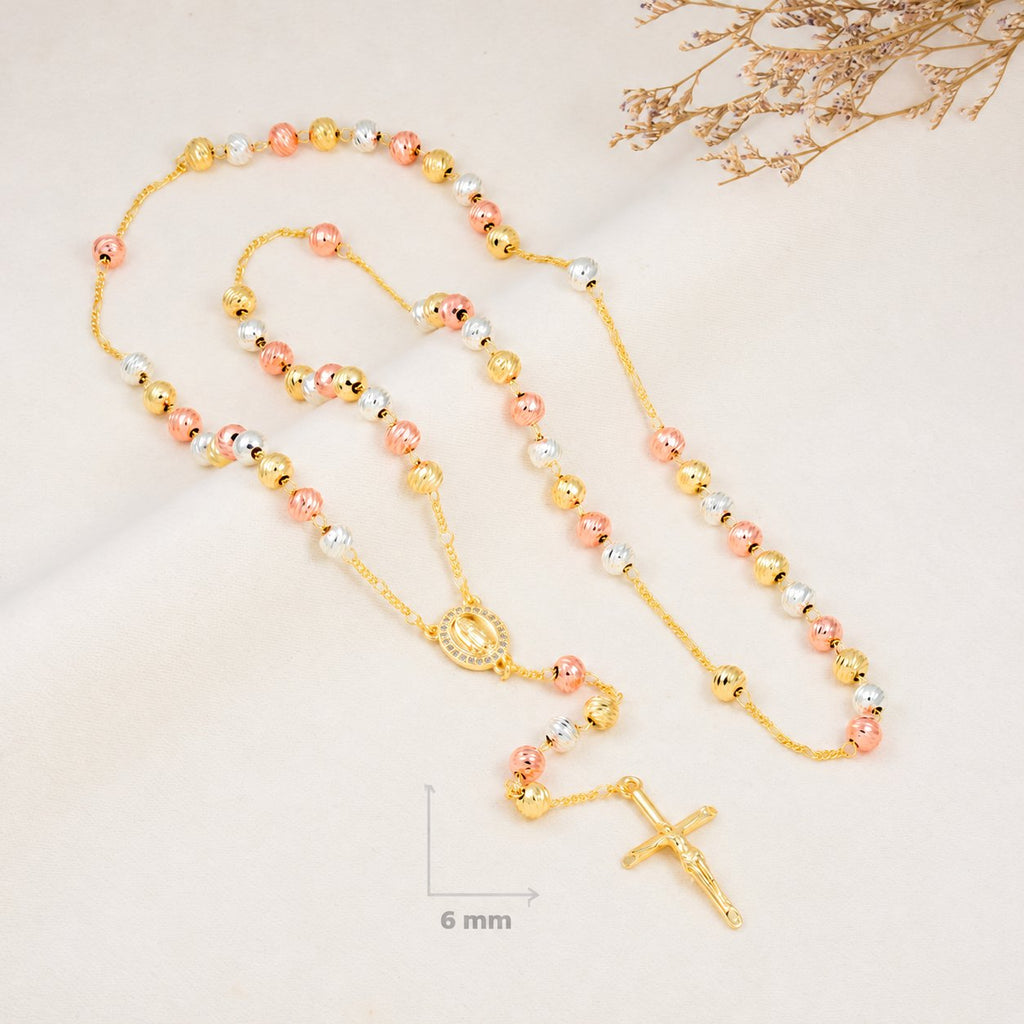 Trinity Bold Tri-Tone Rosary — complete product view; QR removed