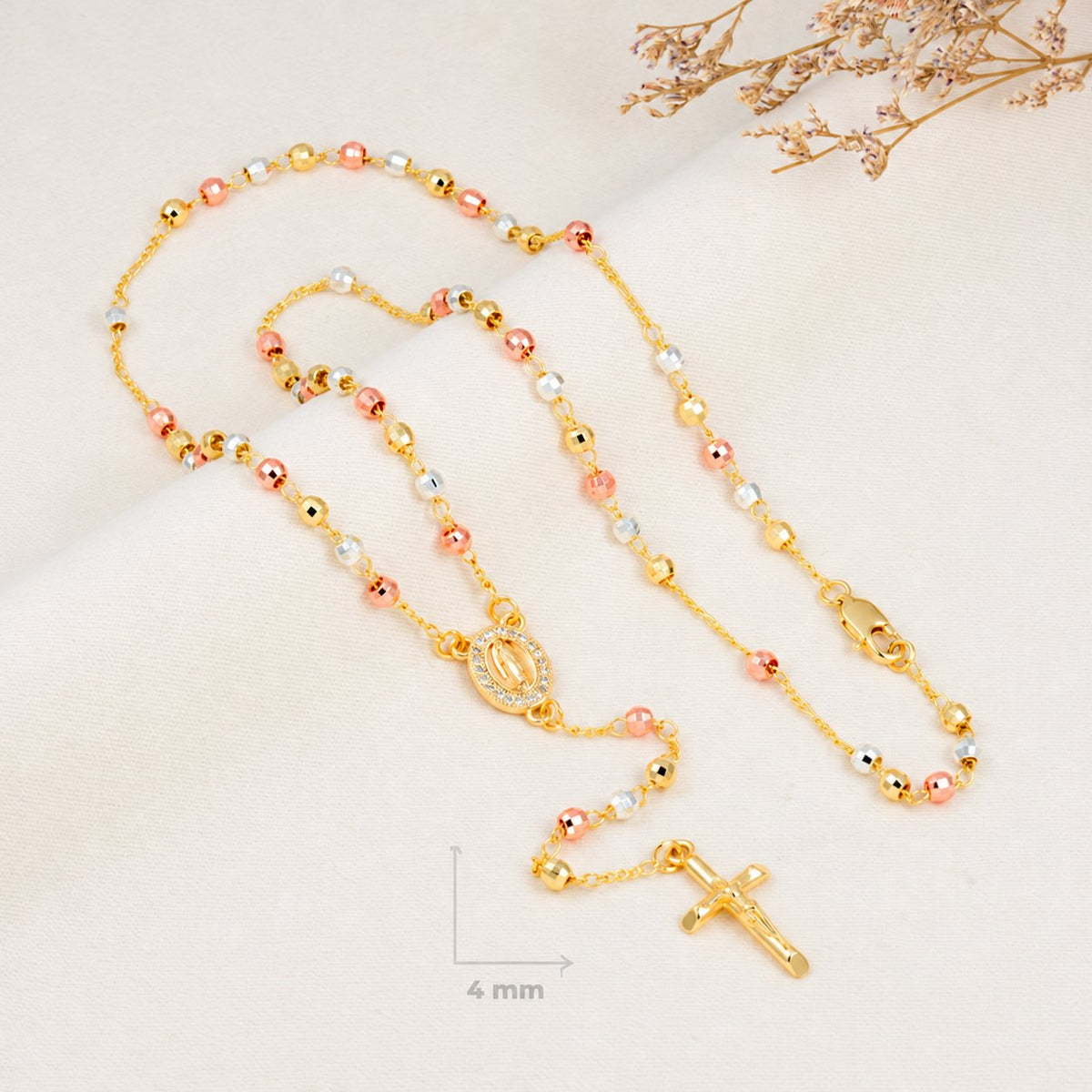 Serena Classic Tri-Tone Rosary — complete product view; QR removed