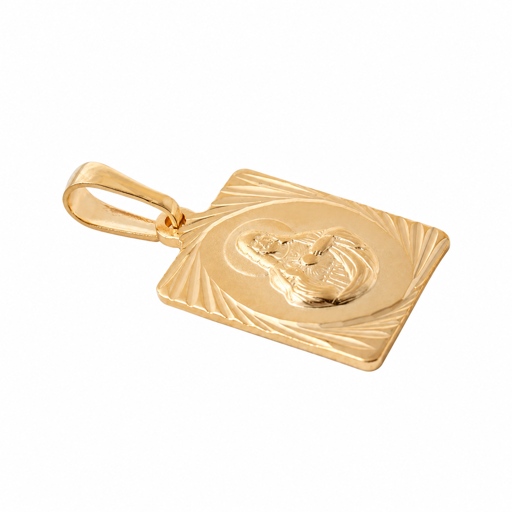 Sacred Virgin Medal Pendant - 18K Gold Filled on a uniform white background