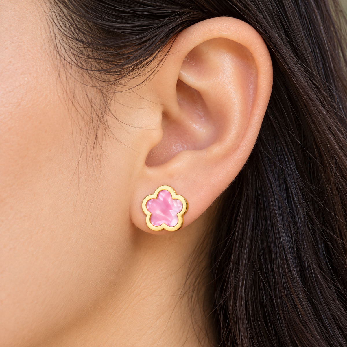 Serena Floral Stud Earrings try-on