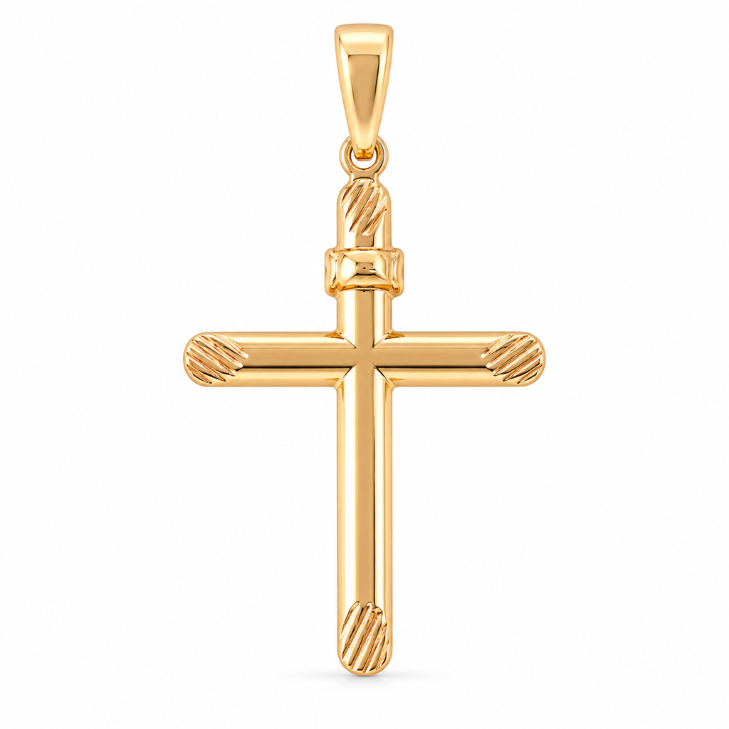 Slim Cross Pendant - 18K Gold Filled, high-definition close-up on white