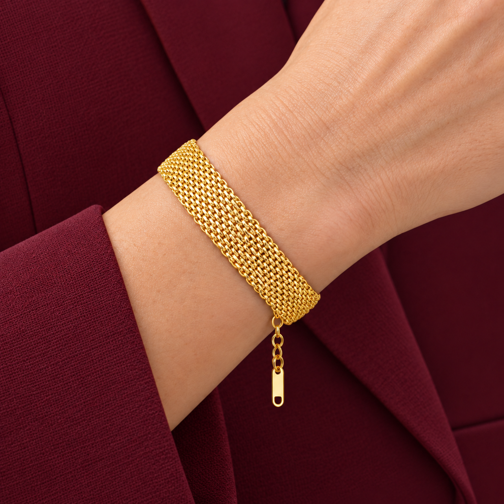 Soleil Bracelet worn on wrist with modern everyday clothing