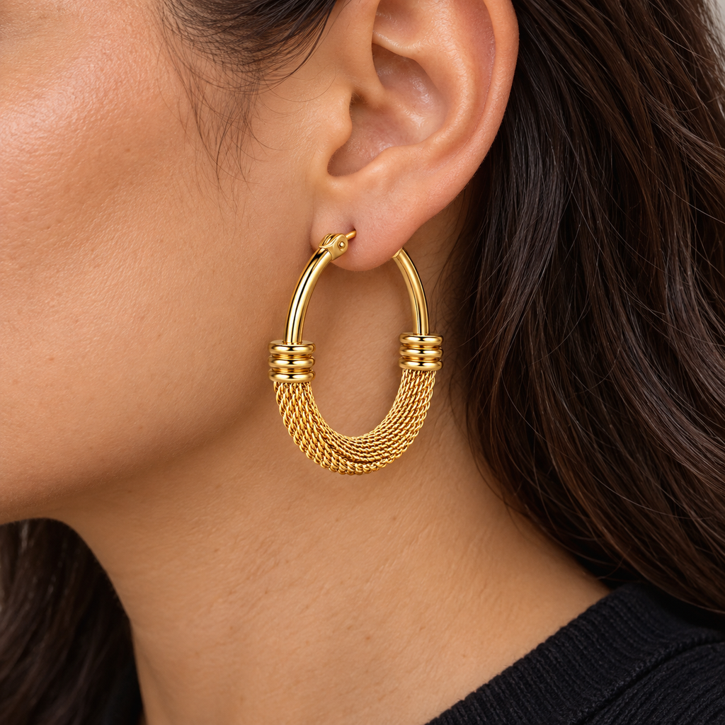 Soleil Earrings try-on