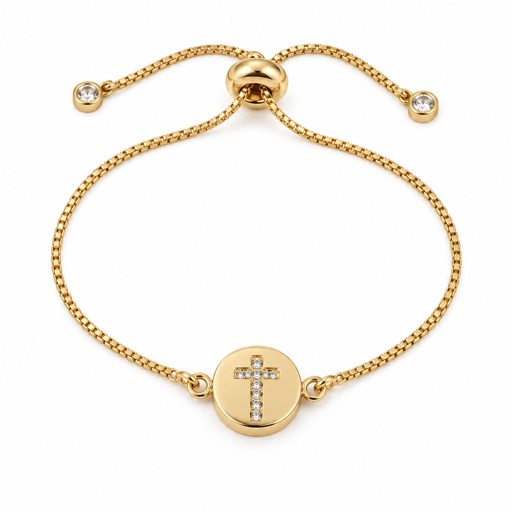 Sparkling Cross Adjustable Bracelet — main