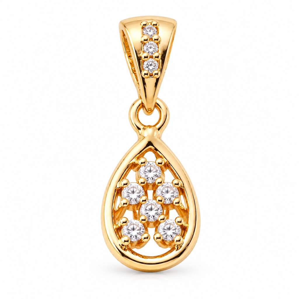 Sparkling Teardrop Charm - 18K Gold Filled, high-definition close-up on white