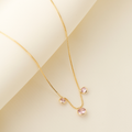 Triple Drop Pink Necklace - 18K Gold Filled