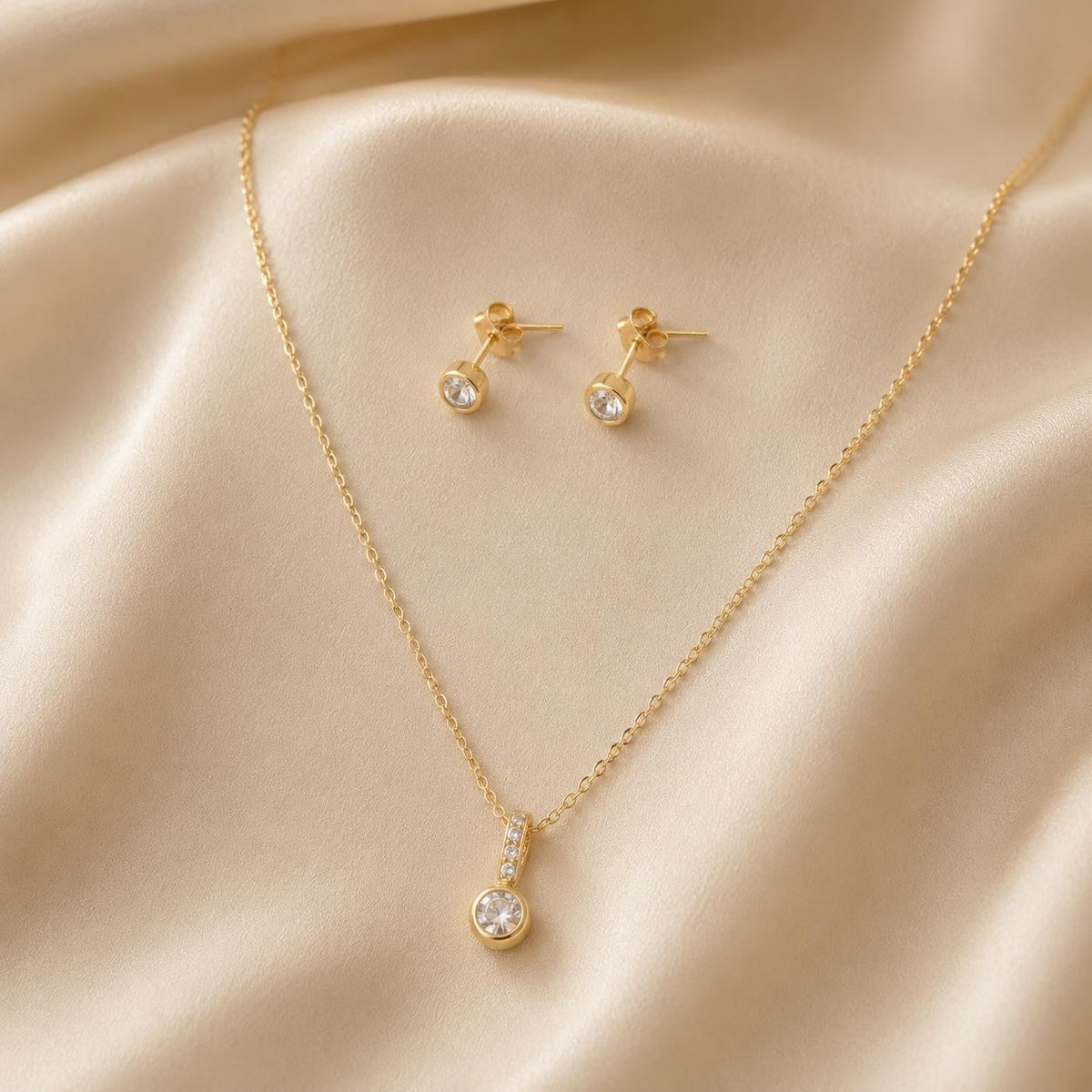 Solitaire Drop Necklace - 18K Gold Filled