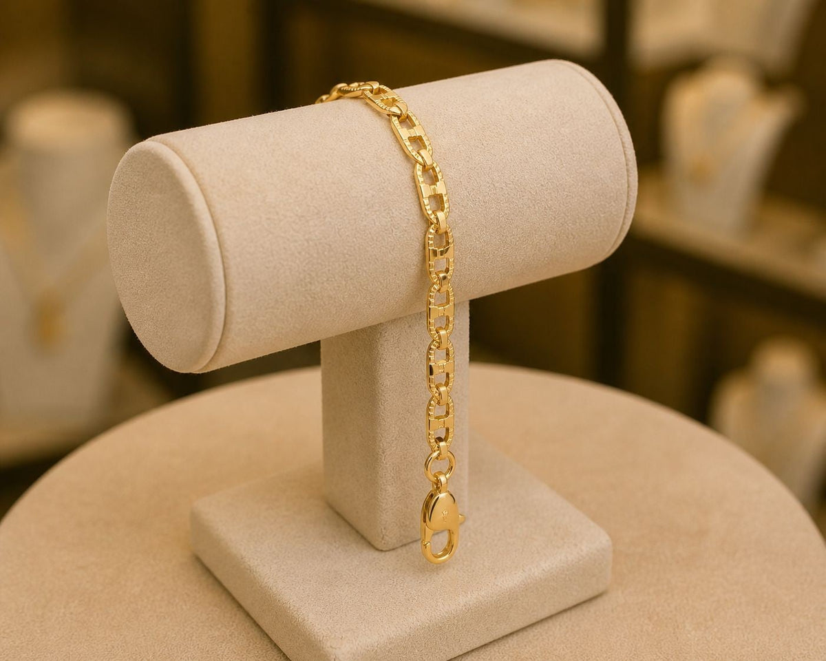 Textured Link Bracelet - 18K Gold Filled