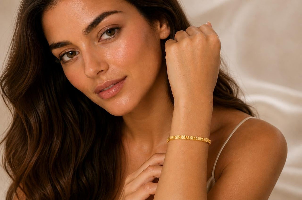 Textured Link Bracelet - 18K Gold Filled
