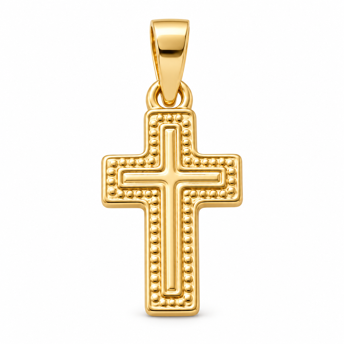 Textured Cross Pendant - 18K Gold Filled, high-definition close-up on white