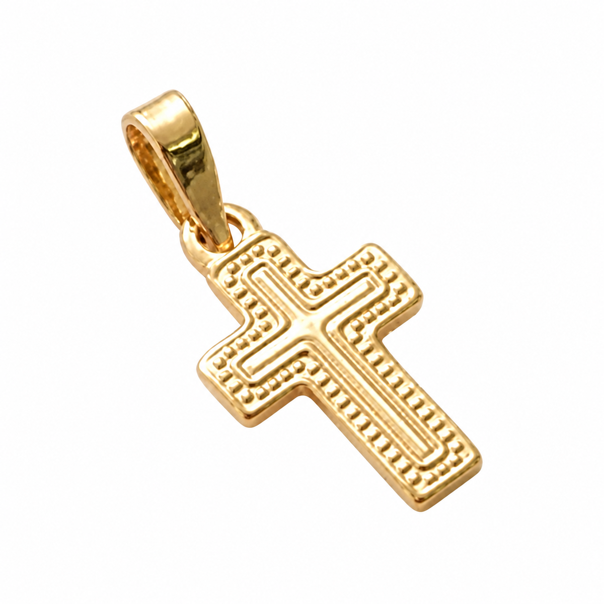 Textured Cross Pendant - 18K Gold Filled on a uniform white background