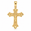 Textured Crucifix Pendant - 18K Gold Filled, high-definition close-up on white