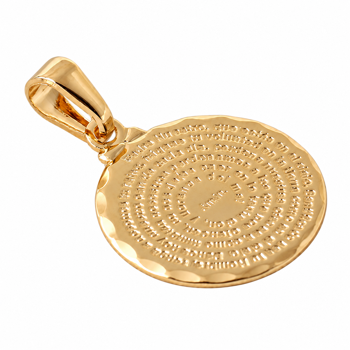 Textured Disc Pendant - 18K Gold Filled, high-definition close-up on white