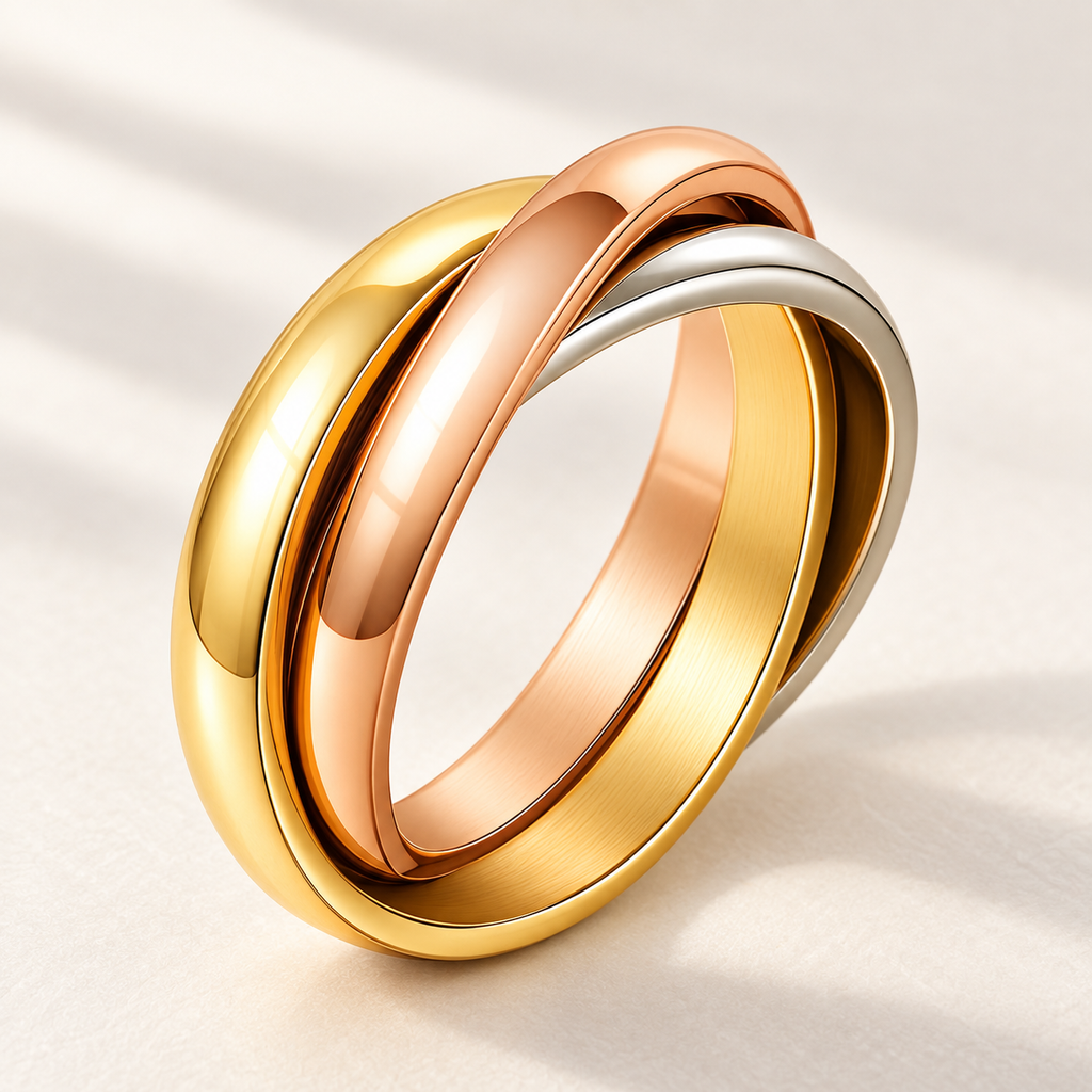Three-Tone Interlocking Ring detail