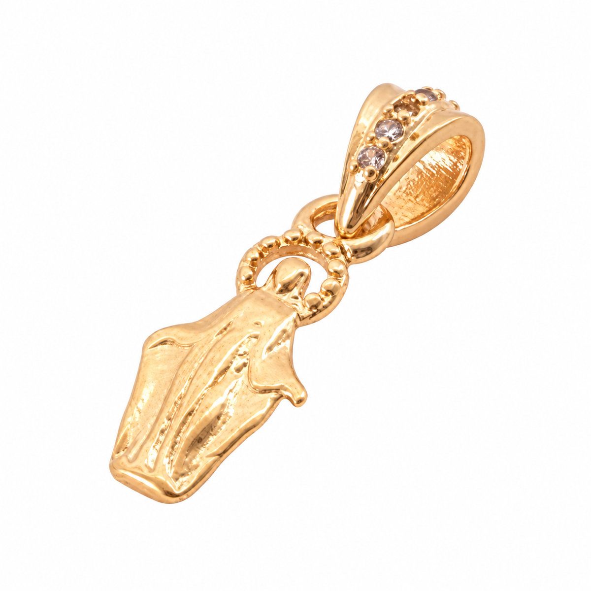 Virgin Mary Charm - 18K Gold Filled on a uniform white background