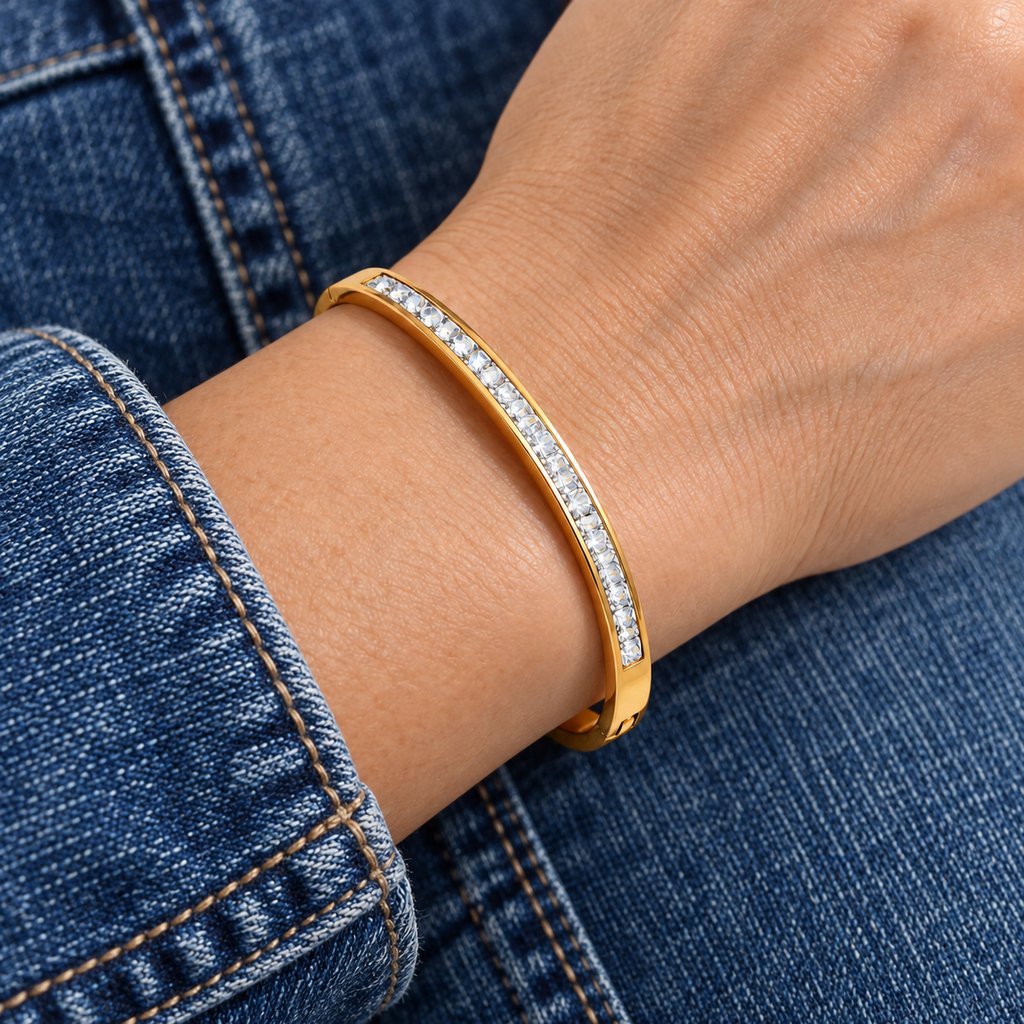Vivienne Crystal Bracelet worn on wrist with modern everyday clothing