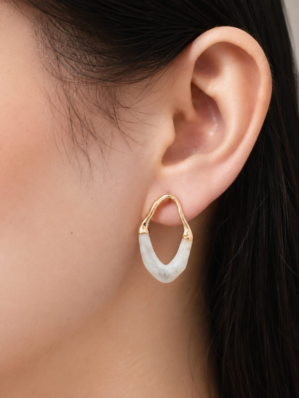 White Stone Organic Hoops